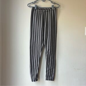 Cozy Zone Houndstooth Leggings M/L | Black White Fleece Lined Warm Winter Pants